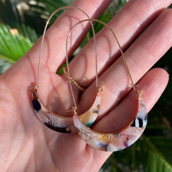 Crescent Hoop Resin Earrings - Picture 2 of 5